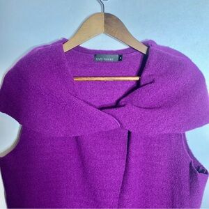 Cut Loose Stylish 100% Wool Purple Plum Cardigan Sweater With Shawl Collar